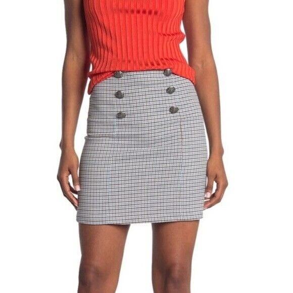 VERONICA BEARD Beekman Check Plaid Button Preppy Mini Skirt Size 8 - Picture 1 of 11